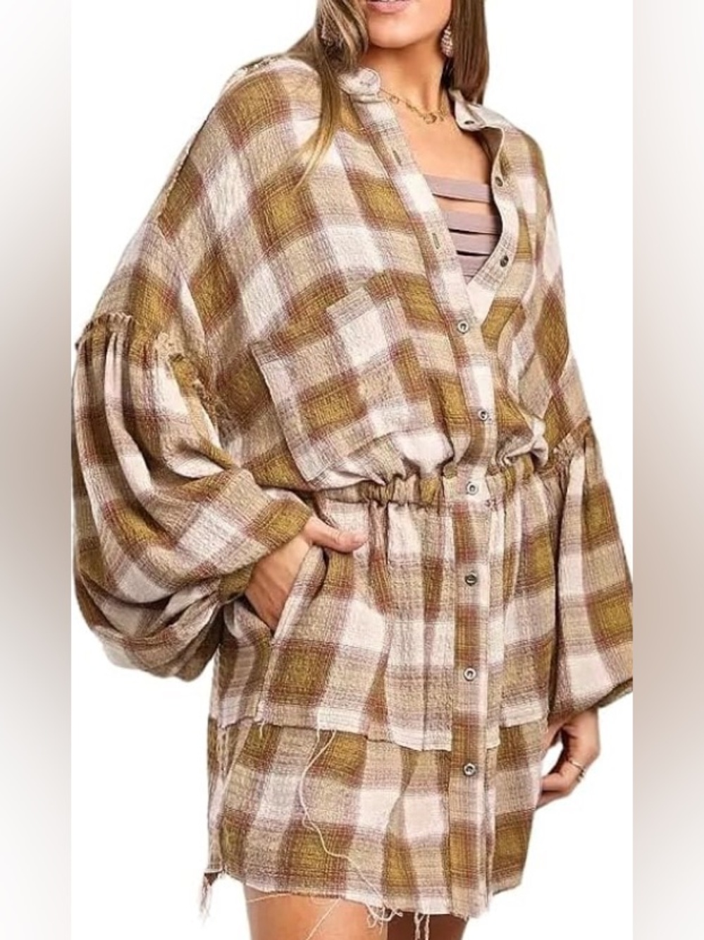 We the Free By the way plaid dress XS